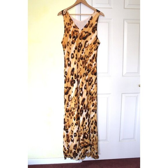 Vtg Leopard Print Maxi dress V neck Size 3XL Sleeveless hearth tone Mobwife - Picture 6 of 9